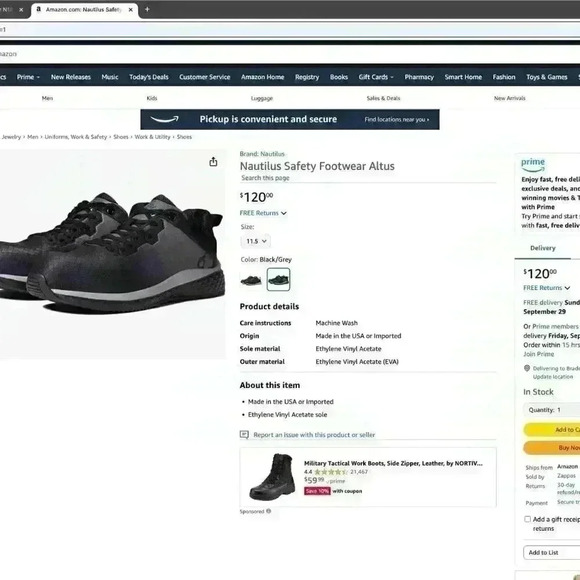 Avenger Women,s Work Boots Electra Black/Green Size 10 BRAND NEW (Save $41.00) - Picture 2 of 10